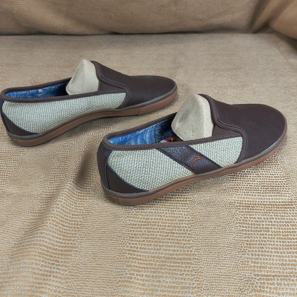 Tommy Bahama Mens Brown PU Leather Textile Slip‎ On Loafers Shoes TB7F00149 10.5 main image 12